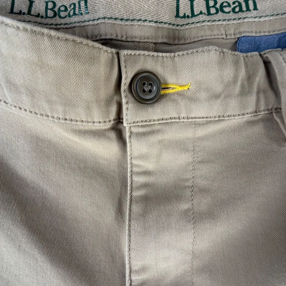 LL Bean Classic Fit Chino Pants Mens 38x29 Khaki Tan Coolmax Stretch Workwear